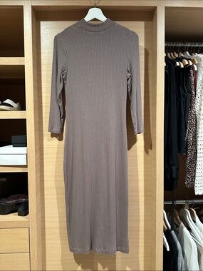 a new day Ribbed Long-Sleeve Midi Dress in Taupe